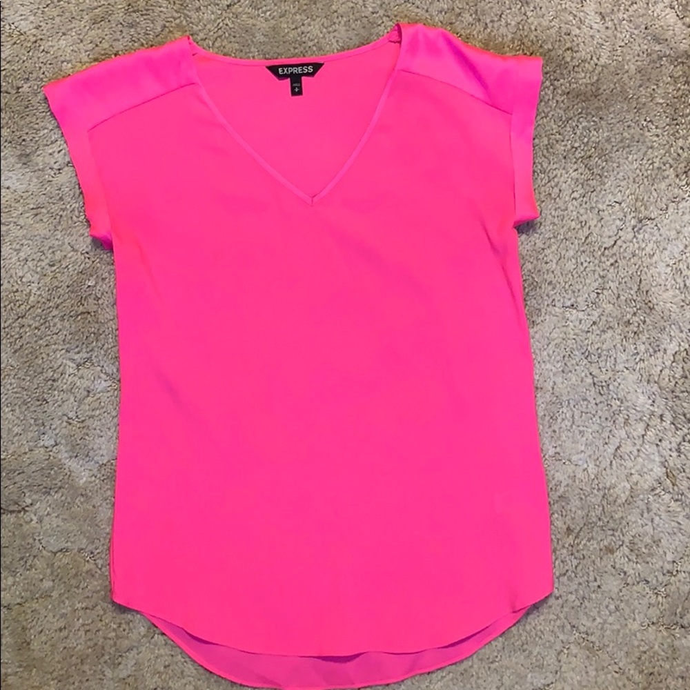 Express Hot Pink Cuff-Sleeved Blouse Size S